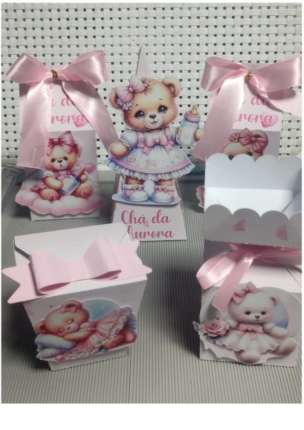 Kit 30 personalizados Ursinha Rosa